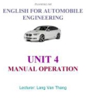 ENGLISH FOR AUTOMOBILE ENGINEERING-UNIT 4: MANUAL OPERATION