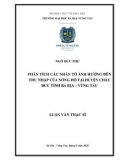 Luận văn Thạc sĩ Kinh tế: Phân tích các nhân tố ảnh hưởng đến thu nhập của nông hộ tại huyện Châu Đức, tỉnh Bà Rịa – Vũng Tàu.