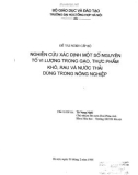 ĐỀ TÀI NGHIÊN CỨU XÁC ĐỊNH MỘT SỐ NGUYÊN TỐ VI LƯỢNG TRONG GẠO, THỰC PHẨM KHÔ, RAU VÀ NƯỚC THẢI DÙNG TRONG NÔNG NGHIỆP