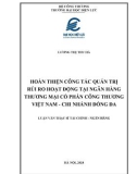 Luận văn Thạc sĩ Tài chính Ngân hàng: Hoàn thiện công tác quản trị rủi ro hoạt động tại Vietinbank Chi nhánh Đống Đa