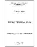 Tóm tắt luận văn Thạc sĩ Khoa học: Phương trình hàm đa ẩn