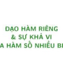 Bài giảng Giải tích B2: Đạo hàm riêng & sự khả vi của hàm số nhiều biến