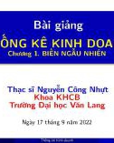 Bài giảng Thống kê kinh doanh: Chương 1 - ThS. Nguyễn Công Nhựt