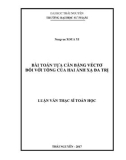 Luận văn Thạc sĩ Toán học: Bài toán tựa cân bằng véctơ đối với tổng của hai ánh xạ đa trị