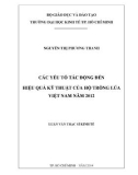 Luận văn Thạc sĩ Kinh tế: Các yếu tố tác động đến hiệu quả kỹ thuật của hộ trồng lúa Việt Nam năm 2012
