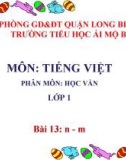 Bài giảng môn Tiếng Việt lớp 1 sách Cánh diều năm học 2019-2020 - Bài 13: n - m (Trường Tiểu học Ái Mộ B)