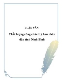 LUẬN VĂN:  Chất lượng công chức Uỷ ban nhân dân tỉnh Ninh Bình