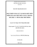 Tóm tắt Luận văn Thạc sĩ Sư phạm Hóa học: Phát triển năng lực vận dụng kiến thức thông qua dạy học phần Ancol - Phenol - Hóa học 11- Trung học phổ thông