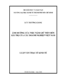 Luận văn Thạc sĩ Kinh tế: Ảnh hưởng của việc nắm giữ tiền đến giá trị của các doanh nghiệp Việt Nam