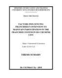 Thesis sumary: Factors influencing franchisee’s intention to maintain participation in the franchise system in Ho Chi Minh city