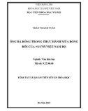 Tóm tắt Luận án Tiến sĩ Văn hóa học: Ông bà bóng trong thực hành múa bóng rỗi của người Việt Nam Bộ