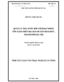 Tóm tắt Luận văn thạc sĩ Quản lý công: Quản lý nhà nước đối với hoạt động tôn giáo trên địa bàn huyện Hoài Đức, thành phố Hà Nội