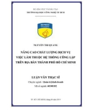 Luận văn Thạc sĩ Quản trị kinh doanh: Nâng cao chất lượng dịch vụ việc làm thuộc hệ thống công lập trên địa bàn thành phố Hồ Chí Minh