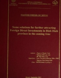 Master thesis of MPPM: Some solutions for further attracting foreign direct investment in Binh Dinh province in the coming time