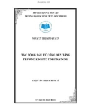 Luận văn Thạc sĩ Kinh tế: Tác động đầu tư công đến tăng trưởng kinh tế tỉnh Tây Ninh