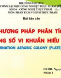 PHƯƠNG PHÁP PHÂN TÍCH Tổng số VI KhuẩN HIẾU KHÍ