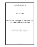 Tóm tắt Luận văn Thạc sĩ Quản lý kinh tế: Quản lý nhà nước về đất đai trên địa bàn huyện Diễn Châu, tỉnh Nghệ An