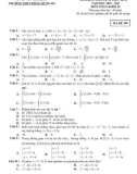 Đề thi giữa học kì 2 môn Toán lớp 12 năm 2021-2022 - Trường THPT Đông Hưng Hà (Mã đề 190)