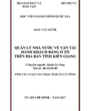 Tóm tắt Luận văn thạc sĩ Quản lý công: Quản lý nhà nước về vận tải hành khách bằng ô tô trên địa bàn tỉnh Kiên Giang