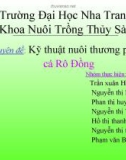 KỸ THUẬT NUÔI THỰC NGHIỆM CÁ RÔ ĐỒNG