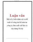 Luận văn: Một số ý kiến nhận xét và đề xuất về công tác kế toán tại công ty Sản xuất vật liệu và xây dựng Hà tây