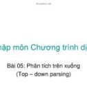 Nhập môn Chương trình dịch - Bài 5