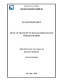 Tóm tắt Luận văn Thạc sĩ Quản lý kinh tế: Quản lý nhà nước về đất đai trên địa bàn tỉnh Quảng Bình