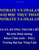 NITRATE VÀ OXALATSỰ NGỘ ĐỘC THỰC PHẨM DONITRATE VÀ OXALAT