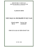 Tóm tắt Luận án Tiến sĩ Ngữ văn: Tiếp nhận M.Sôlôkhôp ở Việt Nam