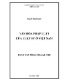 Luận văn Thạc sĩ Luật học: Văn hóa pháp luật của Luật sư ở Việt Nam