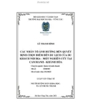 Luận văn Thạc sĩ: Các nhân tố ảnh hưởng đến quyết định chọn điểm đến du lịch của du khách nội địa - một nghiên cứu tại Cam Ranh - Khánh Hòa