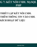 Lập trình web-Chương 7: Kết nối CSDL, MySQL trong PHP