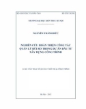 Luận văn Thạc sĩ Quản lý đô thị và công trình: Nghiên cứu hoàn thiện công tác quản lý rủi ro trong dự án đầu tư xây dựng công trình