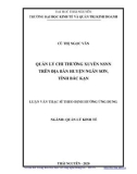 Luận văn Thạc sĩ Quản lý kinh tế: Quản lý chi thường xuyên NSNN trên địa bàn huyện Ngân Sơn, tỉnh Bắc Kạn