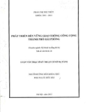 Luận văn Thạc sĩ Quản lý đô thị và công trình: Phát triển bền vững giao thông công cộng thành phố Hải Phòng