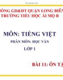 Bài giảng môn Tiếng Việt lớp 1 sách Cánh diều năm học 2019-2020 - Bài 11: Ôn tập (Trường Tiểu học Ái Mộ B)