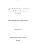 Master's thesis of Business: Approaches to selecting information systems projects under uncertainty