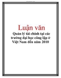 Luận văn: Quản lý tài chính tại các trường đại học công lập ở Việt Nam đến năm 2010