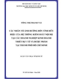 Luận văn Thạc sĩ Kinh tế: Các nhân tố ảnh hưởng đến tính hữu hiệu của hệ thống kiểm soát nội bộ tại các doanh nghiệp kinh doanh thiết bị y tế và dược phẩm tại thành phố Hồ Chí Minh