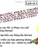 Bài giảng Bước phát triển của cuộc kháng chiến chống Pháp - Sử 12 - GV.Ng.T.Duy