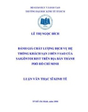 Luận văn Thạc sĩ Kinh tế: Đánh giá chất lượng dịch vụ hệ thống khách sạn 3 đến 5 sao của Saigontourist trên địa bàn thành phố Hồ Chí Minh