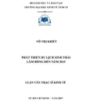 Luận văn Thạc sĩ Kinh tế: Phát triển du lịch sinh thái Lâm Đồng đến năm 2015