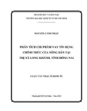 Luận văn Thạc sĩ Kinh tế: Phân tích chi phí đi vay chính thức của nông dân tại thị xã Long Khánh, tỉnh Đồng Nai