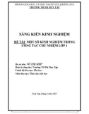 Sáng kiến kinh nghiệm: Một số kinh nghiệm trong công tác chủ nhiệm lớp 1