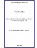 Luận văn Thạc sĩ  Quản lý kinh tế: Hoàn thiện phân tích tài chính tại Công ty cổ phần Cồn rượu Hà Nội