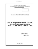 Sáng kiến kinh nghiệm THCS: Một số biện pháp quản lý chỉ đạo nhằm nâng cao chất lượng công tác Đội TNTP tại trường THCS