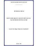 Luận văn Thạc sĩ  Quản lý kinh tế: Chất lượng dịch vụ chuyển tiền tận tay tại chi nhánh Viettel Hà Nội