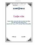 Luận văn: Hoàn thiện công tác lập và phân tích Báo cáo kết quả hoạt động kinh doanh tại Công ty CP Lương Thực Đông Bắc