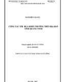 Tóm tắt Luận văn thạc sĩ Quản lý công: Công tác thi đua, khen thưởng trên địa bàn tỉnh Quảng Ninh