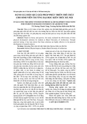 Đánh giá hiệu quả giải pháp phát triển thể chất cho sinh viên Trường Đại học Kiến trúc Hà Nội
